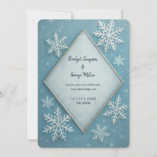 Winter Wonderland Blauwe Sneeuw Romantische bruilo Kaart
