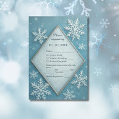 Winter Wonderland Blauwe Sneeuw Romantische bruilo RSVP Kaartje