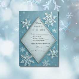 Winter Wonderland Blauwe Sneeuw Romantische bruilo RSVP Kaartje