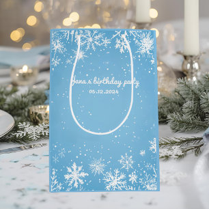 Winter Wonderland Blauwe Sneeuwvlok Verjaardag Medium Cadeauzakje