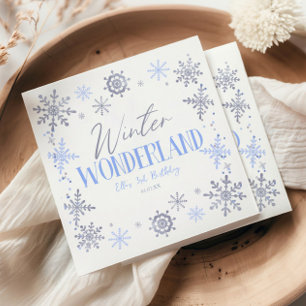 Winter Wonderland Blauwe Sneeuwvlok Verjaardagsfee Servet