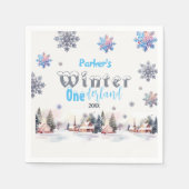 Winter Wonderland Blauwe Waterverf Servet (Voorkant)