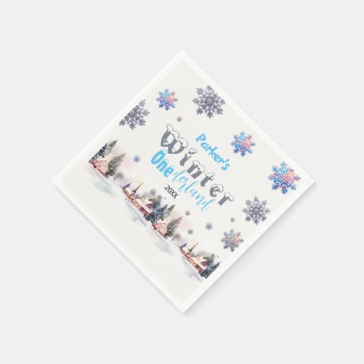 Winter Wonderland Blauwe Waterverf Servet (Hoek)