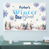 Winter Wonderland Blauwe Waterverf Spandoek (Beurs)