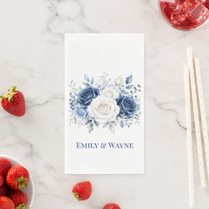 Winter Wonderland Blauwe & Witte Rozen Bruiloft Servet