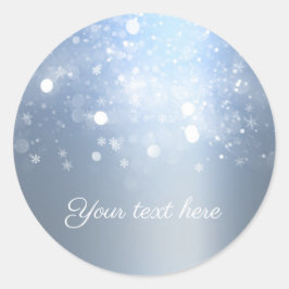 Winter Wonderland Blauwe Zilveren Glitterende Lich Ronde Sticker