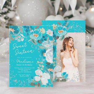 Winter Wonderland blauwgroen blauw Floral Sweet Si Kaart