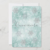 Winter wonderland blauwgroen bokeh tiara Quinceañe Kaart (Achterkant)
