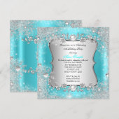 Winter Wonderland Blauwgroen Silver Snowflake Birt Kaart (Voorkant / Achterkant)