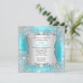 Winter Wonderland Blauwgroen Silver Snowflake Birt Kaart (Staand voorkant)