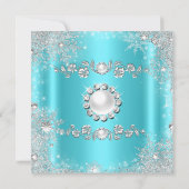 Winter Wonderland Blauwgroen Silver Snowflake Birt Kaart (Achterkant)