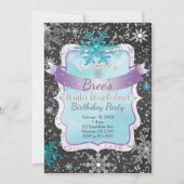 Winter Wonderland Blauwgroen verjaardagsfeestuitno Kaart (Voorkant)