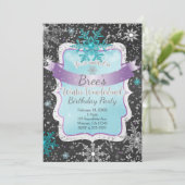 Winter Wonderland Blauwgroen verjaardagsfeestuitno Kaart (Staand voorkant)