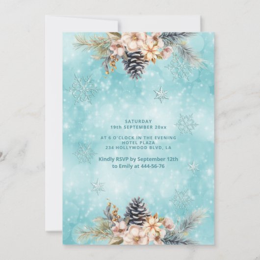 Winter wonderland bloemenjurk Schattig zoet 16 Kaart (Achterkant)