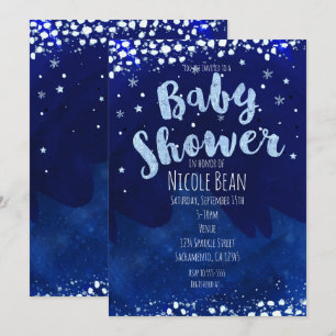 Winter Wonderland Blue Baby Shower Invitations Kaart