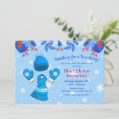 Winter Wonderland Blue Birthday Invitation Kaart (Staand voorkant)