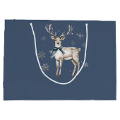 Winter Wonderland Blue Deer Snowflakes Christmas Groot Cadeauzakje (Achterkant)