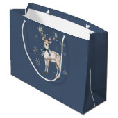 Winter Wonderland Blue Deer Snowflakes Christmas Groot Cadeauzakje (Achterkant Gekanteld)