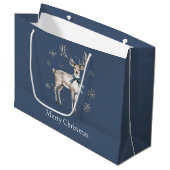 Winter Wonderland Blue Deer Snowflakes Christmas Groot Cadeauzakje (Voorkant Gekanteld)