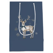 Winter Wonderland Blue Deer Snowflakes Christmas Medium Cadeauzakje (Achterkant)