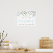 Winter Wonderland Blue en Gold Welcome Sign Poster (Keuken)