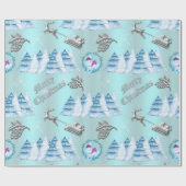 Winter Wonderland Blue en Silver Kerstmis Cadeaupapier (Vlak)