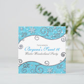Winter Wonderland Blue en Silver Swirls Bright Blu Kaart (Staand voorkant)