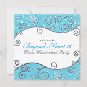 Winter Wonderland Blue en Silver Swirls Bright Blu Kaart (Voorkant)