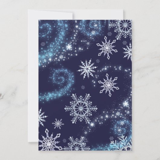 Winter Wonderland Blue en White Sparkle Snowflakes Kaart (Achterkant)