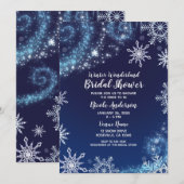 Winter Wonderland Blue en White Sparkle Snowflakes Kaart (Voorkant / Achterkant)