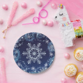 Winter Wonderland Blue en White Sparkle Snowflakes Papieren Bordje (Feest)