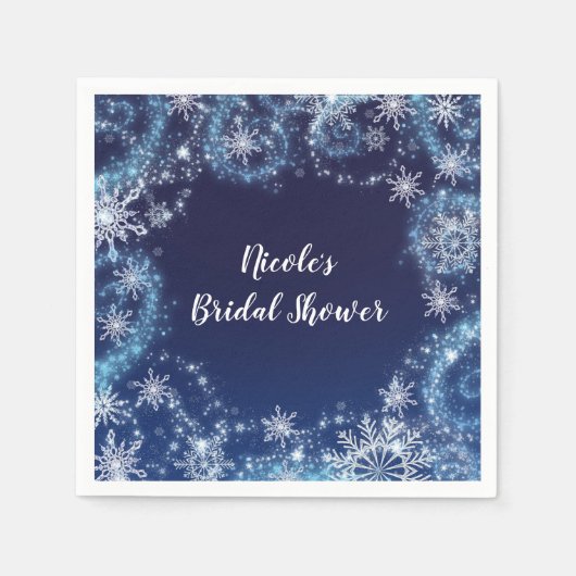 Winter Wonderland Blue en White Sparkle Snowflakes Servet (Voorkant)