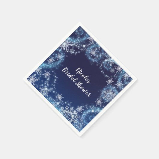 Winter Wonderland Blue en White Sparkle Snowflakes Servet (Hoek)