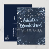 Winter Wonderland Blue Event Save the Date Aankondigingskaart (Voorkant / Achterkant)