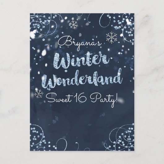 Winter Wonderland Blue Event Save the Date Aankondigingskaart (Voorkant)