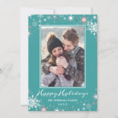 Winter Wonderland Blue Green Prettige feestdagen F Feestdagenkaart (Voorkant)