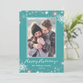 Winter Wonderland Blue Green Prettige feestdagen F Feestdagenkaart (Staand voorkant)