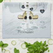 Winter Wonderland Blue Heart Snowmen Theedoek (Gevouwen)