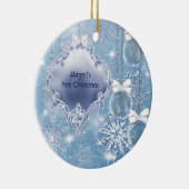 Winter Wonderland Blue Ice Baby's eerste kerst Keramisch Ornament (Rechts)