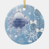 Winter Wonderland Blue Ice Baby's eerste kerst Keramisch Ornament (Voorkant)