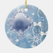 Winter Wonderland Blue Ice Baby's eerste kerst Keramisch Ornament (Achterkant)
