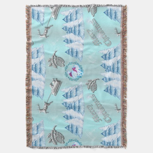 Winter Wonderland Blue Merry kerst Deken (Voorkant Verticaal)