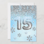 Winter Wonderland Blue Silver Balloons Quinceanera Kaart (Achterkant)