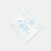 Winter Wonderland Blue Silver Glitter 1e verjaarda Servet (Hoek)