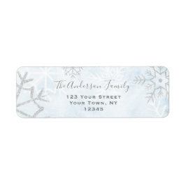 Winter Wonderland Blue Silver Snow Etiket