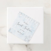 Winter Wonderland Blue Silver Snow Ice Sweet 16 Bedankjes Labels (In situ)