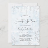 Winter Wonderland Blue Silver Snow Ice Sweet 16 Kaart (Voorkant)