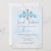 Winter Wonderland Blue Silver Sweet 16 Birthday Kaart (Voorkant)