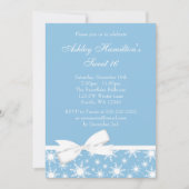 Winter Wonderland Blue Snowflake Bow Sweet 16 Kaart (Voorkant)