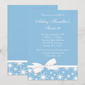 Winter Wonderland Blue Snowflake Bow Sweet 16 Kaart (Voorkant / Achterkant)